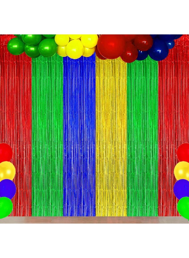 Asonlye Blue Red Green Yellow Party Decorations, Blue Red Green Yellow Foil Fringe Backdrops Streamer Tinsel Curtains for Graduation Boys Girls Birthday Baby Shower Party Decor (3Pack) - Image 5