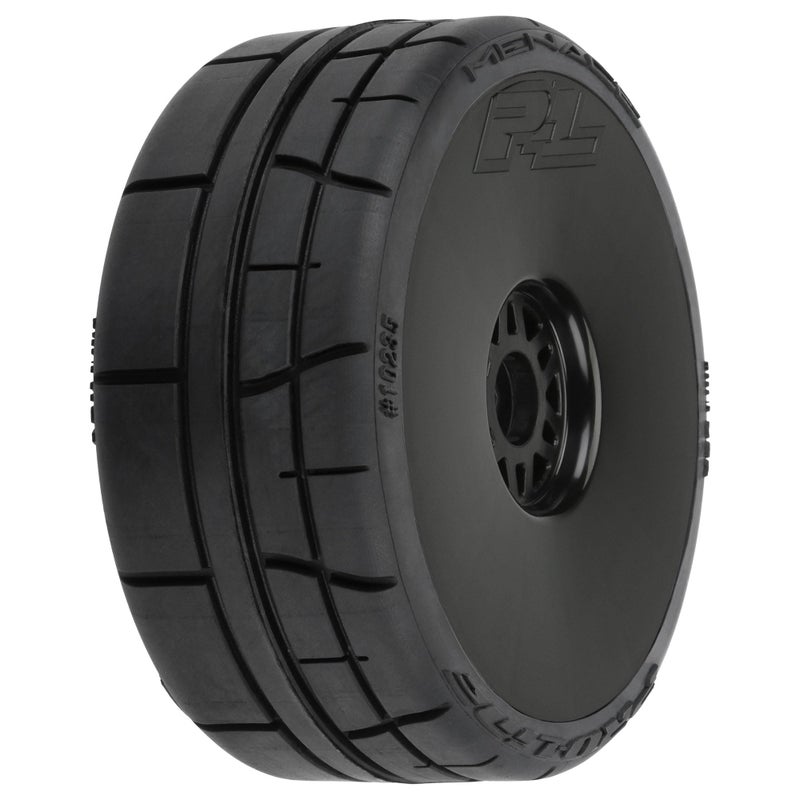 ProLine Racing Menace HP Belted Speed Run 18 Tires Mounted on Mach 10 Black 17mm Wheels 2 for Front or Rear PRO1023510