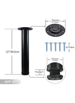 QLLY QLLY 12 inch Adjustable Metal Table Legs Coffee Table Leg End Table Leg Furniture Leg Set Set of 4 Black  - Image 2