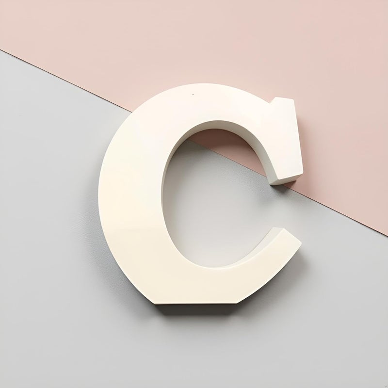 AKDAMA Wooden C Letter- English Upper Case Alphabets Cutouts for Art and Craft Work (C_White_15x2.5 cm) - Image 1