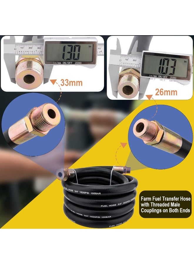 BOOTOP PIN Fuel Transfer Hose, Fuel Hose 3/4" x 20' (6 m), 3/4 Fuel Hose 20 ft, Fuel Pump Hose 3/4 Inch, for Dispensing Diesel Fuel, Gasoline, Grease, Kerosene, Petroleum Oils - 3/4 Transfer Hose,Farm Fuel Hose - Image 3