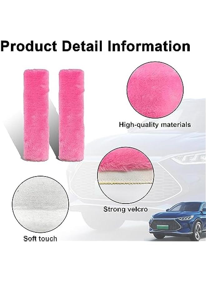 2 Packs Car Seatbelt Covers Shoulder Pad, Universal Soft Faux Sheepskin Shoulder Cover for Comfortable Driving, Fluffy Seat Belt Protector Help to Protect Your Neck and Shoulder (Pink) - Image 3