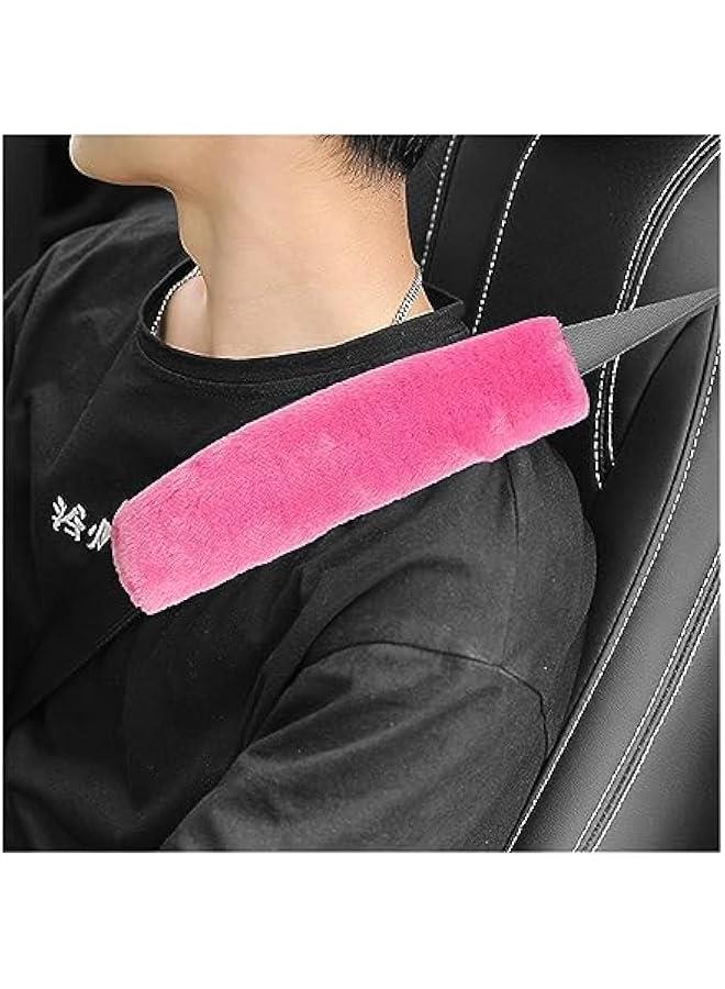 2 Packs Car Seatbelt Covers Shoulder Pad, Universal Soft Faux Sheepskin Shoulder Cover for Comfortable Driving, Fluffy Seat Belt Protector Help to Protect Your Neck and Shoulder (Pink) - Image 1