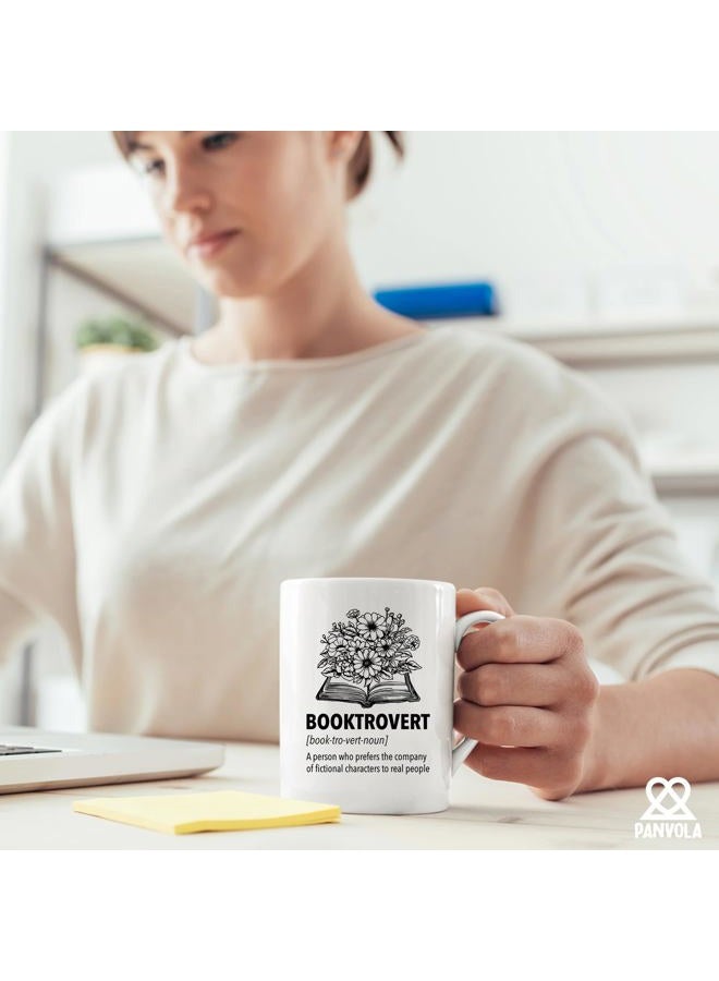 Panvola Booktrovert Book Lover Gifts Definition Mug Book Readers Gifts For Women Men Sister Girlfriend Wife From Husband Boyfriend Dad Mom Funny Ceramic Mug Novelty Drinkware 11oz White - Image 4