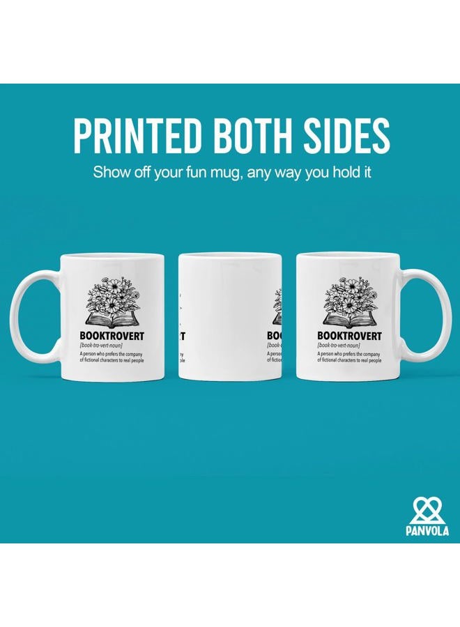Panvola Booktrovert Book Lover Gifts Definition Mug Book Readers Gifts For Women Men Sister Girlfriend Wife From Husband Boyfriend Dad Mom Funny Ceramic Mug Novelty Drinkware 11oz White - Image 3