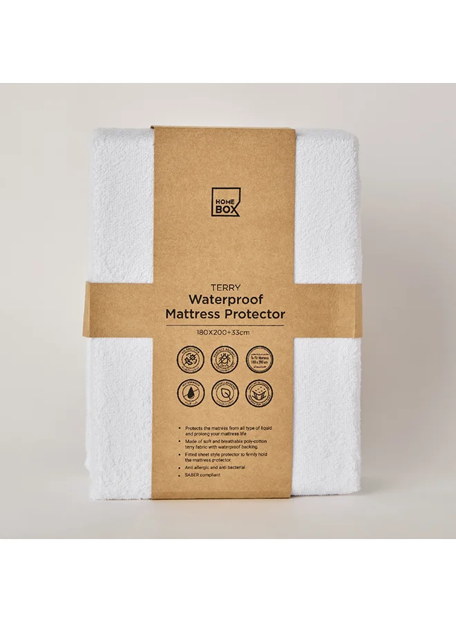 Home Box Terry Waterproof King Mattress Protector 200 x 33 x 180 cm