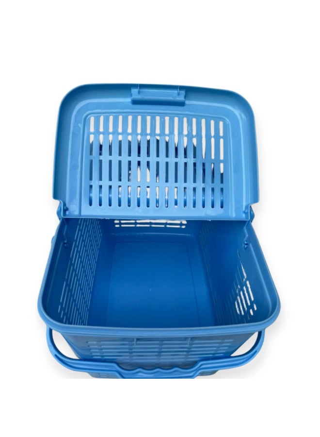 SNH Storage Carry Basket with Lid | Multi-Purpose Basket with Handles | Picnic Basket | Shopping Basket | Laundry Carrier | Basket with Folding Lid for Fruits, Vegetables, Clothes & Household Items - Image 2