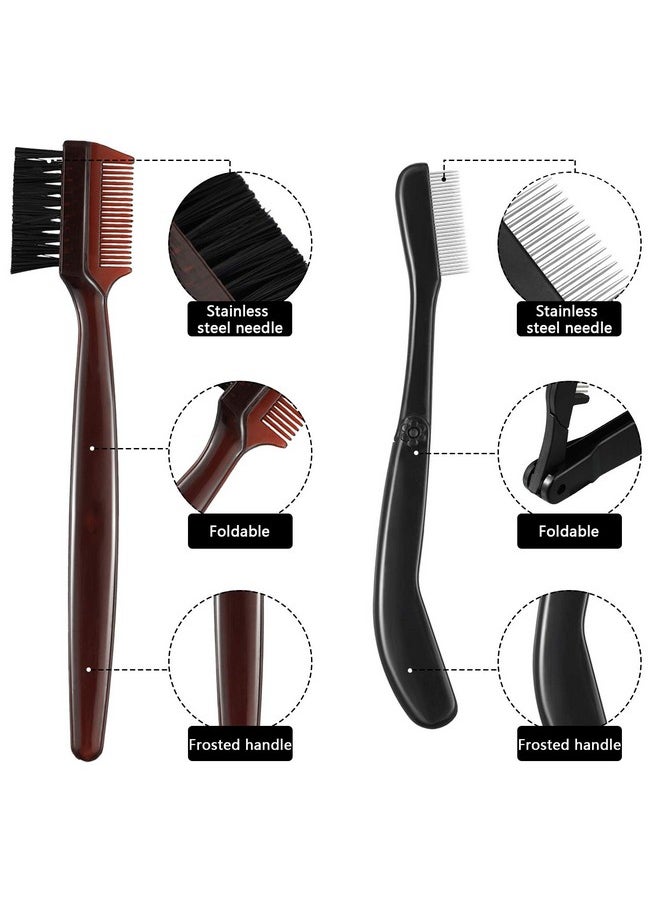 Hicarer - 5 Pieces Folding Eyebrow Comb Stainless Steel Grooming Brush And Eyelash Separator Mascara Applicator With Storage Bag For Making Up Supplies - Image 1