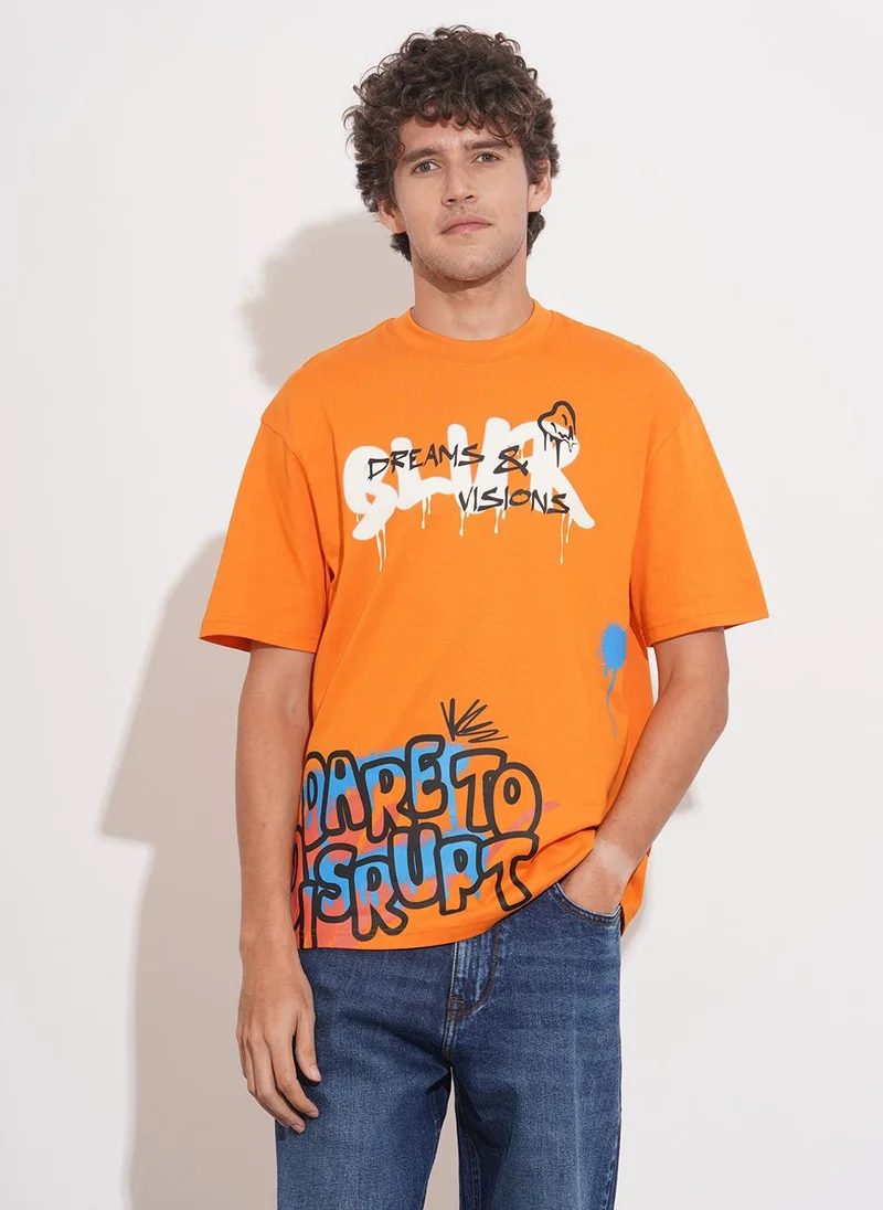 Being Human Men Printed Pure Cotton Round Neck Short Sleeves Relaxed Fit T-shirt