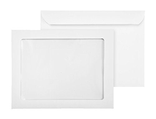 EnDoc 9x12 Full Face Window Envelopes - 28lb Paper. Bright White 9 x 12 Inches Envelope, With a nice Clear Full window - 50 Pack - Image 1
