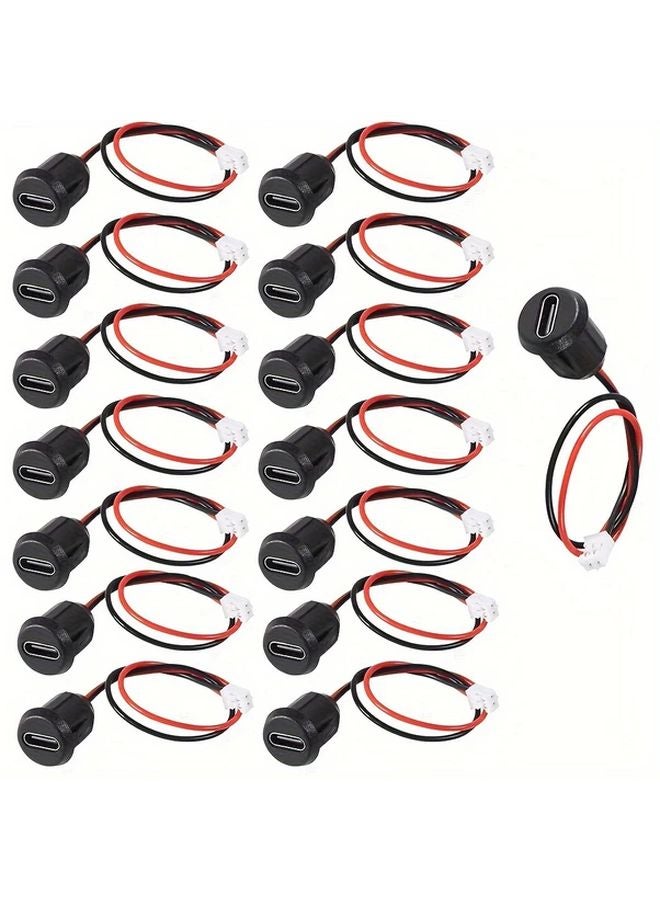 15 Pack Black USB C Female Connector Blocks 2 Pin Direct Press Fit 3A High Current - Image 1