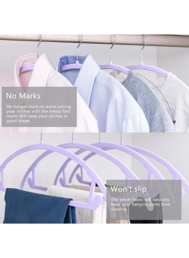 MIZGI MIZGI Premium Velvet Hangers (Pack of 50) Heavyduty- Non Slip No Shoulder Bump Suit Hangers - Chrome Hooks, Space Saving Clothes Hangers, Rounded Hangers for Coat, Sweater, Jackets, Pants - Image 5