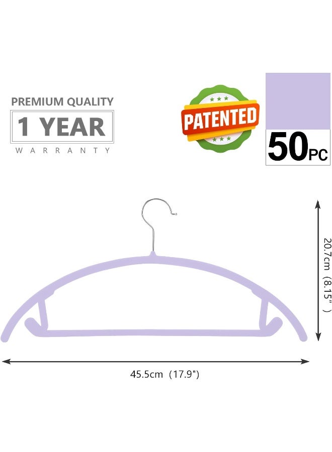 MIZGI MIZGI Premium Velvet Hangers (Pack of 50) Heavyduty- Non Slip No Shoulder Bump Suit Hangers - Chrome Hooks, Space Saving Clothes Hangers, Rounded Hangers for Coat, Sweater, Jackets, Pants - Image 2