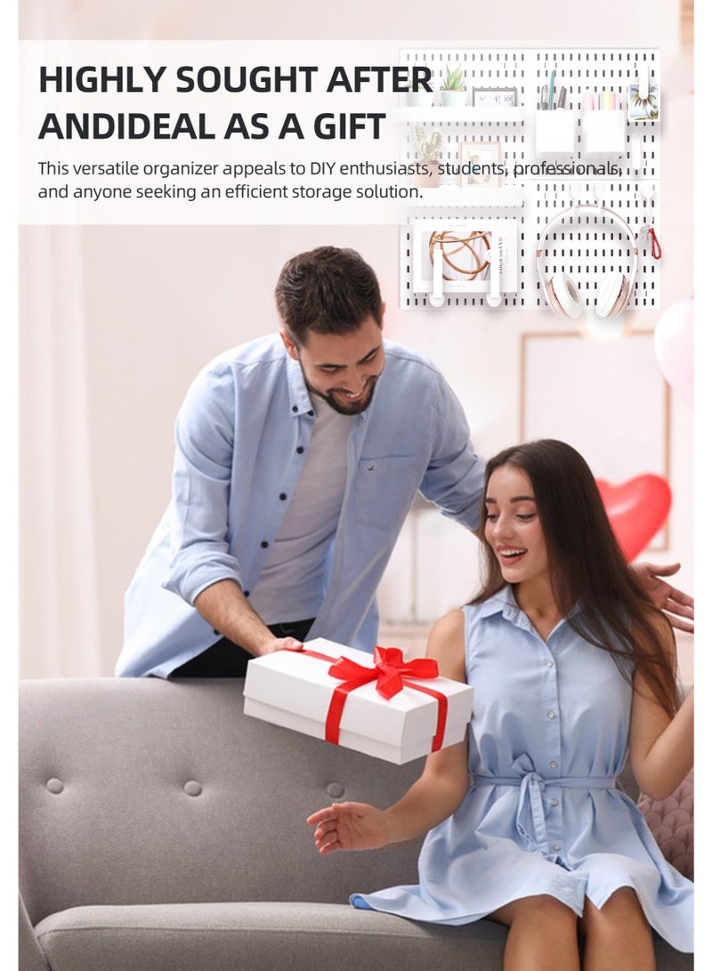 XICEN Wall Mount Pegboard Organizer Kit - 4 Panels & 18 Accessories, Space Saving Home & Office Storage Tool, Shelves & DIY Tool Organizer 30X30cm - Image 5