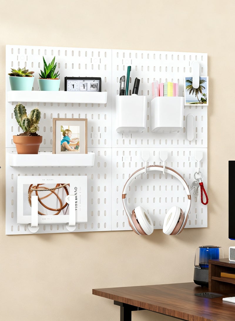 XICEN Wall Mount Pegboard Organizer Kit - 4 Panels & 18 Accessories, Space Saving Home & Office Storage Tool, Shelves & DIY Tool Organizer 30X30cm - Image 1