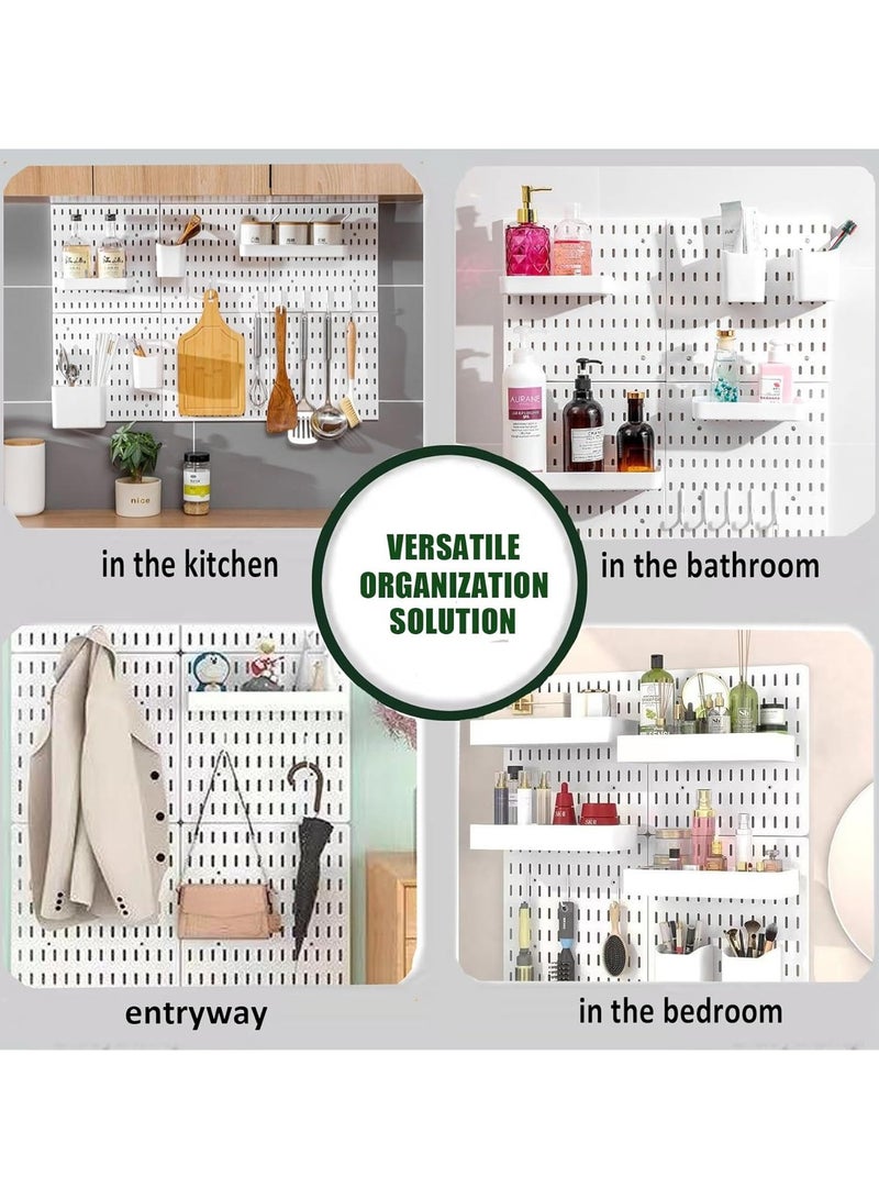 XICEN Wall Mount Pegboard Organizer Kit - 4 Panels & 18 Accessories, Space Saving Home & Office Storage Tool, Shelves & DIY Tool Organizer 30X30cm - Image 3