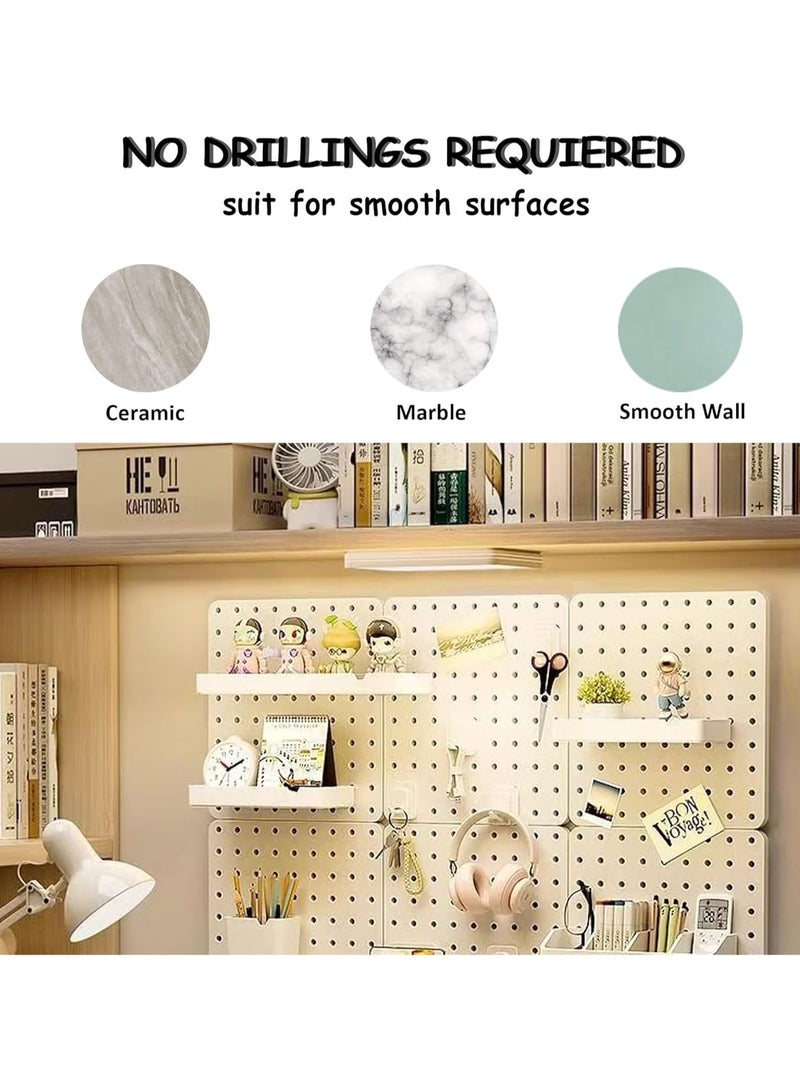 Wall Mount Pegboard Organizer Kit - 4 Panels & 18 Accessories, Space Saving Home & Office Storage Tool, Shelves & DIY Tool Organizer 30X30cm - Image 5
