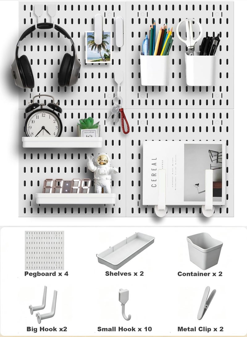 Wall Mount Pegboard Organizer Kit - 4 Panels & 18 Accessories, Space Saving Home & Office Storage Tool, Shelves & DIY Tool Organizer 30X30cm - Image 1