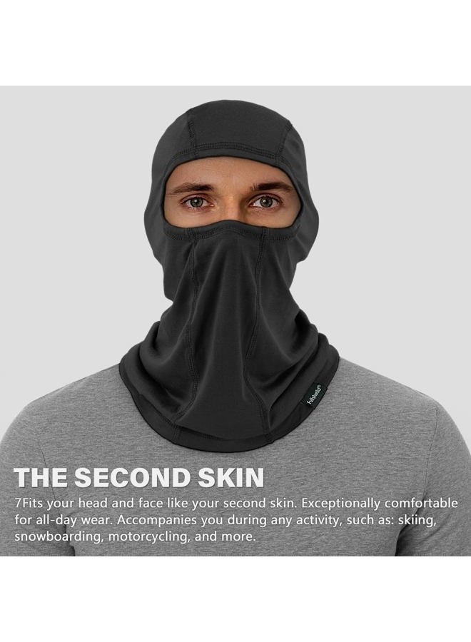 Fullsheild Merino Wool Balaclava Winter Ski Mask Face Mask Cold Weather Gear, Black, One size - Image 2