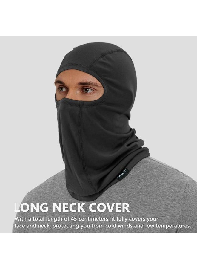 Fullsheild Merino Wool Balaclava Winter Ski Mask Face Mask Cold Weather Gear, Black, One size - Image 3