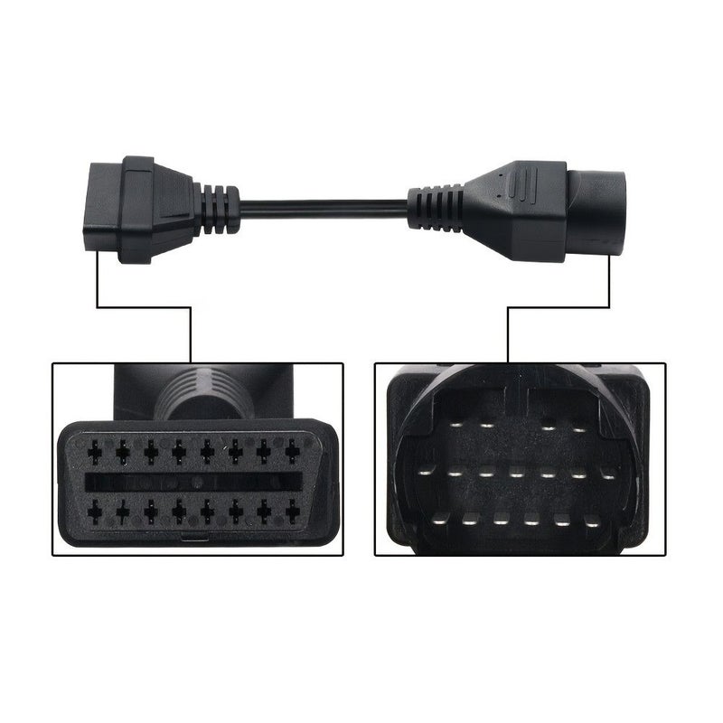 Black OBD1 to OBD2 Adapter Cable 17 Pin to 16 Pin Connector - Image 1