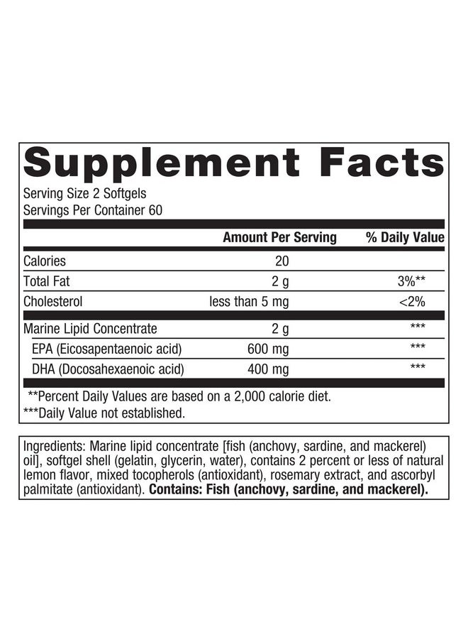 Metagenics Metagenics OmegaGenics EPA-DHA 500 - Supports Cardiovascular Health* - Fish Oil EPA DHA - Purity & Quality Tested - Non-GMO & Gluten-Free - 120 Count  - Image 2