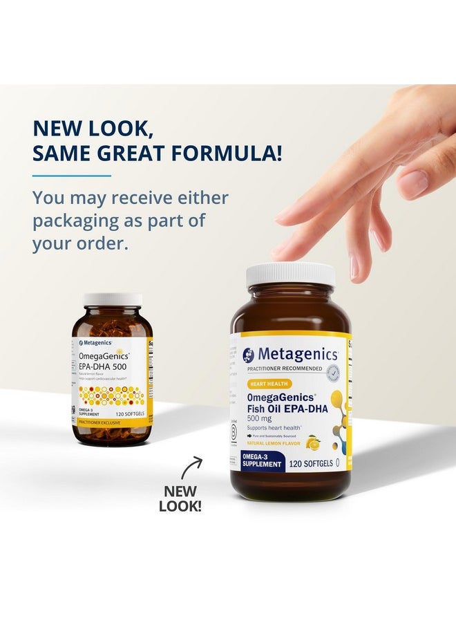 Metagenics Metagenics OmegaGenics EPA-DHA 500 - Supports Cardiovascular Health* - Fish Oil EPA DHA - Purity & Quality Tested - Non-GMO & Gluten-Free - 120 Count  - Image 3