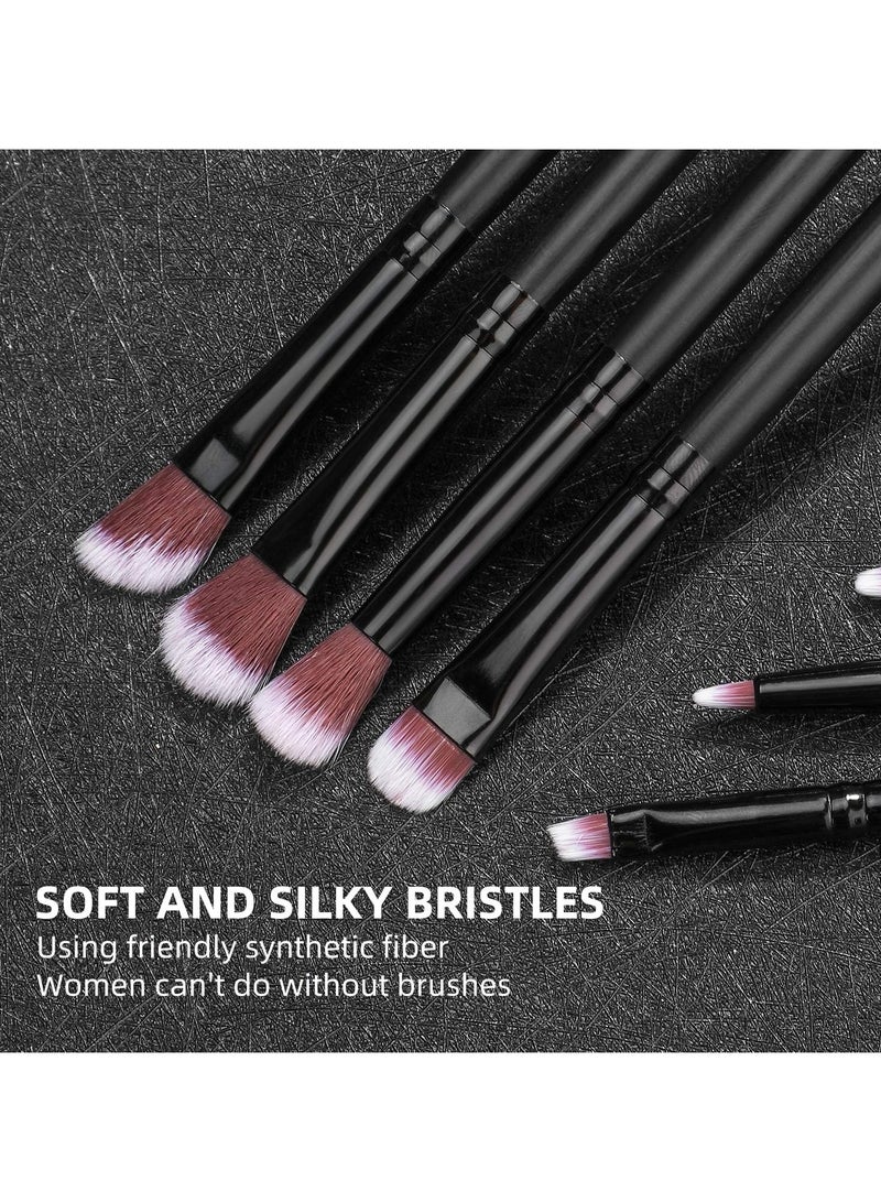Young Glam Daily Essential Makeup Brushes 14 Pcs Brush Set, Premium Synthetic Foundation Powder Concealers Eye Shadows Makeup Brushes Black with Black Travel Case - Image 5