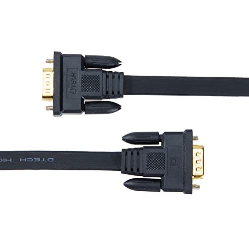 DTech 10ft Ultra Thin Flat Computer Monitor VGA Cable 15 Pin Male to Male Connector SVGA Wire 10 Feet - Black - Image 4