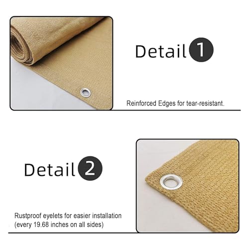 SUNLAX 3'x10' Sand Balcony Privacy Screen Fence Windscreen Cover Fabric Shade Netting Mesh Cloth with Grommets UV Protection for Patio, Backyard, Porch, Railing Shield 90% (We Make Custom Sizes) - Image 4
