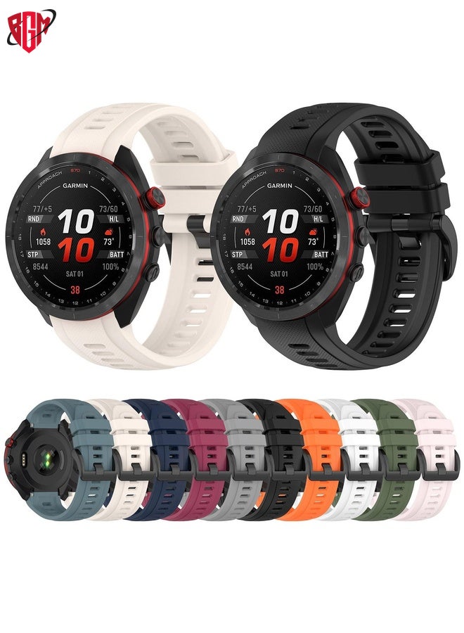 BGM Watch Band Strap For Garmin Approach S70 42mm 20mm Sports Silicone Watch Band(White)  - Image 3