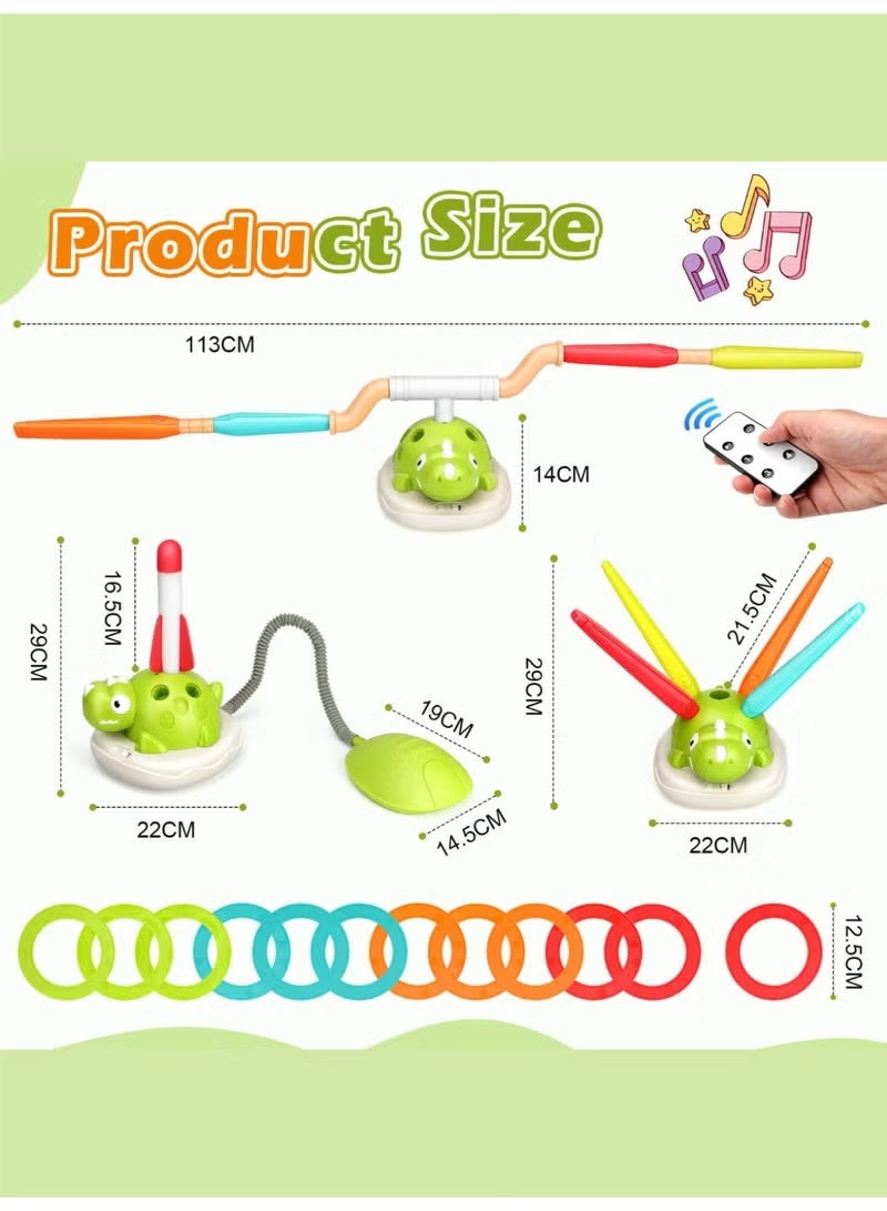 RAKAY 3-in-1 Musical Jump Outdoor Toy for Kids, Toss Ring Game Toy for Kids/Rope Jump Machine, Kids, Foam Rockets, Sports Outdoor Toy with Music, 4 Speed, Remote Control for 3+ Years - Image 2