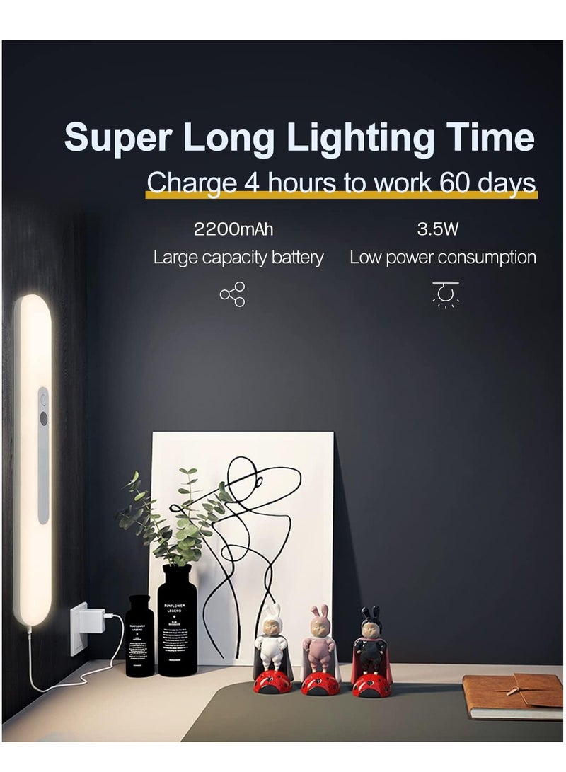 ميكسد 2 عبوة مصباح استشعار الحركة، مصباح خزانة LED يعمل بالبطارية يعمل بالبطارية قابل للتعتيم USB قابل لإعادة الشحن، مصباح ليلي مغناطيسي قابل للشحن لخزانة المطبخ خزانة المطبخ خزانة المؤن درج المدخل - Image 2