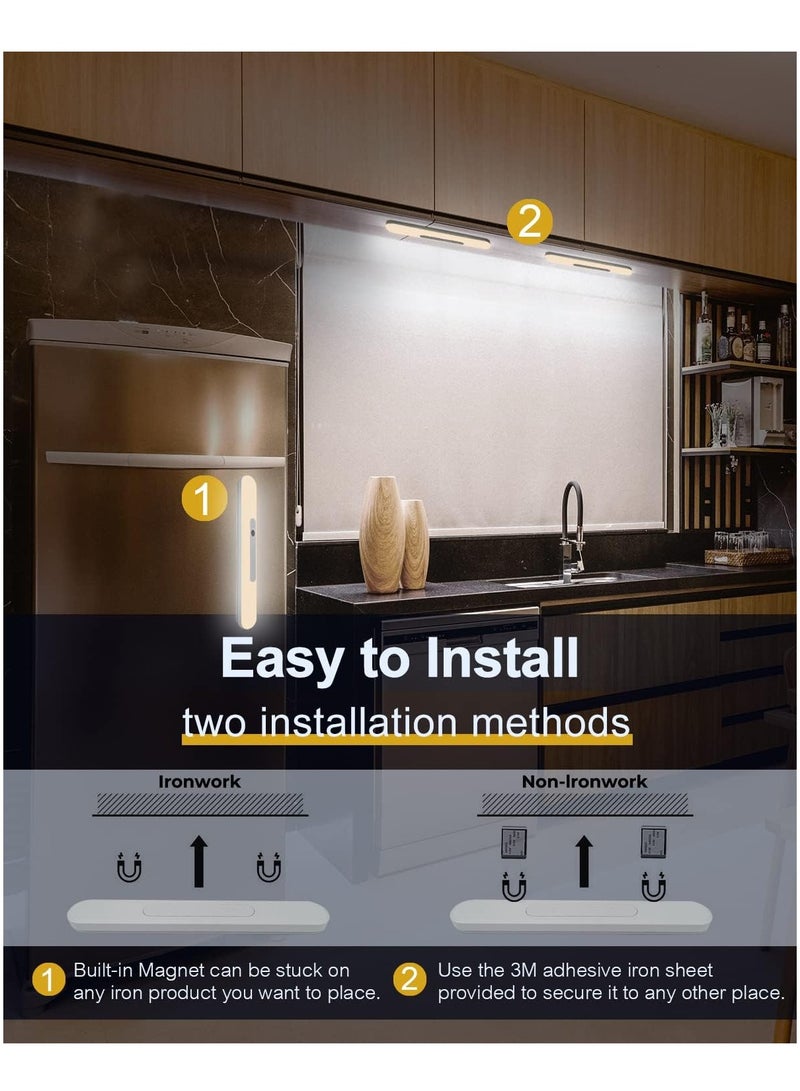 ميكسد 2 عبوة مصباح استشعار الحركة، مصباح خزانة LED يعمل بالبطارية يعمل بالبطارية قابل للتعتيم USB قابل لإعادة الشحن، مصباح ليلي مغناطيسي قابل للشحن لخزانة المطبخ خزانة المطبخ خزانة المؤن درج المدخل - Image 5