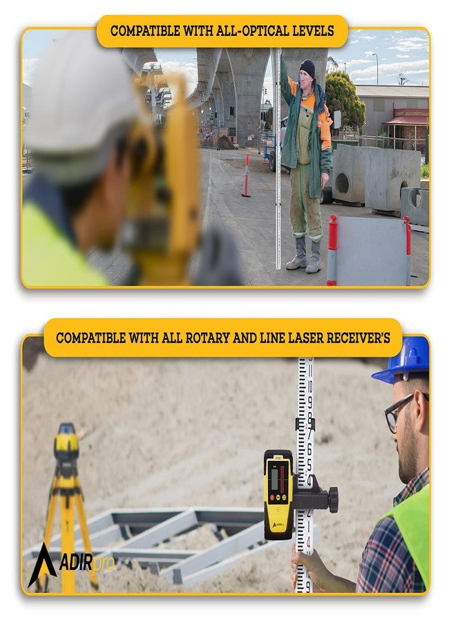 قضيب قياس تلسكوبي من أديربرو مصنوع من الألومنيوم - عصا قياس تلسكوبية فائقة الصغر مزودة بمستويات بصرية وزر قفل وأربعة أقسام تلسكوبية تأتي مع حقيبة حمل (6 أقدام - أثمان) - Image 5