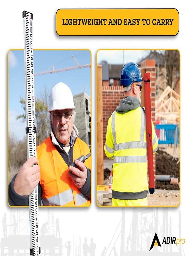 قضيب قياس تلسكوبي من أديربرو مصنوع من الألومنيوم - عصا قياس تلسكوبية فائقة الصغر مزودة بمستويات بصرية وزر قفل وأربعة أقسام تلسكوبية تأتي مع حقيبة حمل (6 أقدام - أثمان) - Image 4