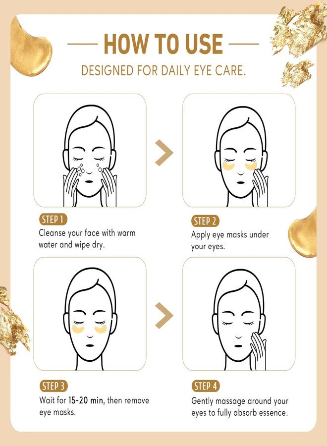 Yeokoe Under Eye Patches for Dark Circles,Puffy Eyes,20 Pairs Face Masks SkinCare With Vitamin C and 24k Gold - Image 5