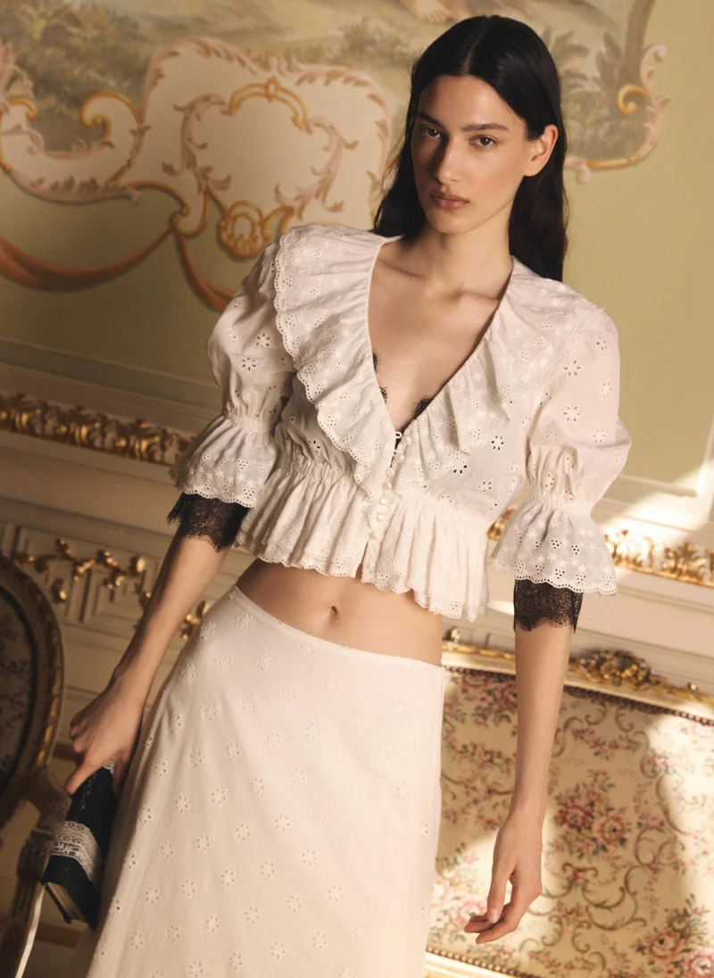 Lichi  Cotton blouse with ruffles and a floral pattern for Women | Best Price UAE