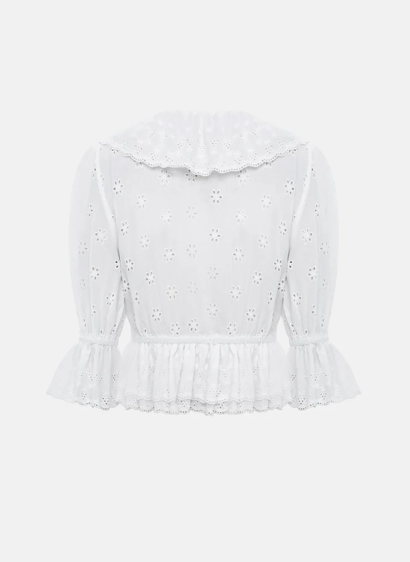 Lichi  Cotton blouse with ruffles and a floral pattern for Women | Best Price UAE