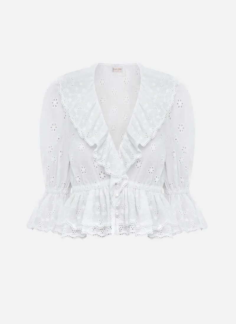 Lichi  Cotton blouse with ruffles and a floral pattern for Women | Best Price UAE