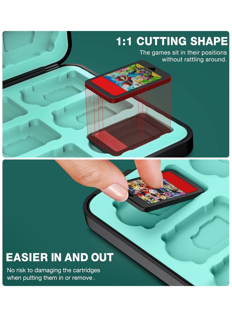 Excefore Switch Game Case Holder for Nintendo Switch Games Card and Storage 12 Switch Game Cartridge, Protective Hard Shell, Soft Lining Rubber and Portable Switch Game Holder - Black - Image 3