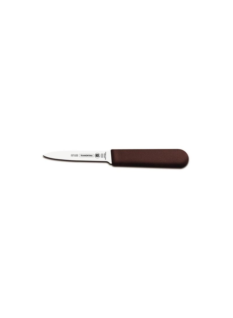 TRAMONTINA Since 1911,Made in Brazil-  Professional 4 Inches Paring Knife with Stainless Steel Blade and Brown Polypropylene Handle with Antimicrobial Protection,  - Image 1
