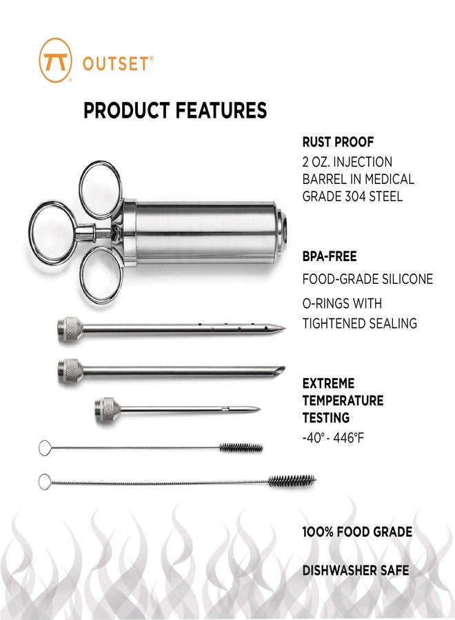 Outset 76456 Stainless Steel Meat Injector, 6-piece, Set - Image 3