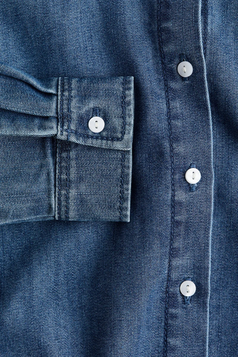 H&M Puff-sleeved denim blouse