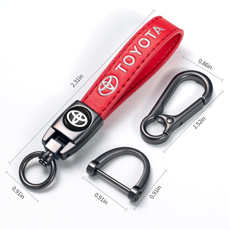 TACOMA Genuine Leather Car Keychain Fit for Toyota Avalon RAV4 Prius Allion Camry Highlander Key Chain for Men and Women Family Present Key Ring Accessories(RED) - Image 2