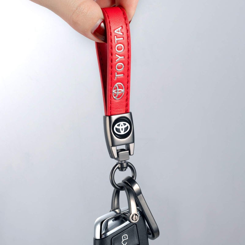 TACOMA Genuine Leather Car Keychain Fit for Toyota Avalon RAV4 Prius Allion Camry Highlander Key Chain for Men and Women Family Present Key Ring Accessories(RED) - Image 3