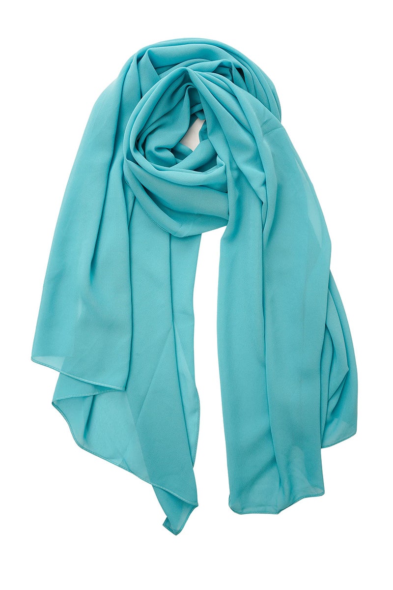 YOUR SMILE for Women Lightweight Breathable Solid Color Soft Chiffon Long Fashion Scarves Sunscreen Shawls (Teal) - Image 1