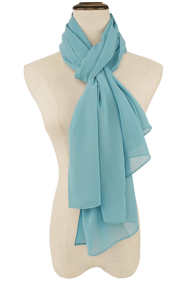 YOUR SMILE for Women Lightweight Breathable Solid Color Soft Chiffon Long Fashion Scarves Sunscreen Shawls (Teal) - Image 5
