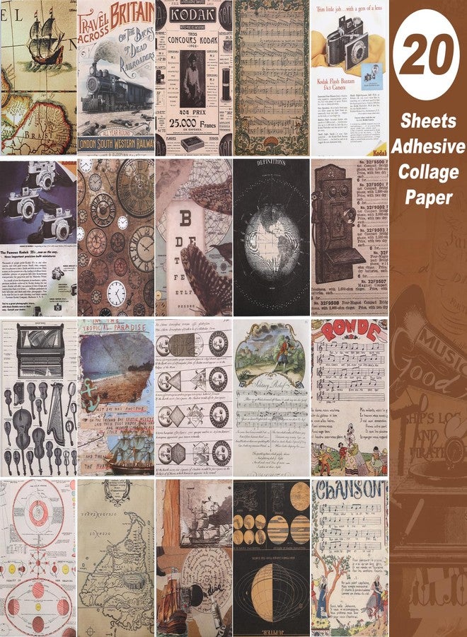 Auguro Vintage Scrapbook Book With 413 Stickers and 20 Sheets of Paper - Adult DIY Sticker Book for Journaling, Vintage Ephemera, Washi - Image 3