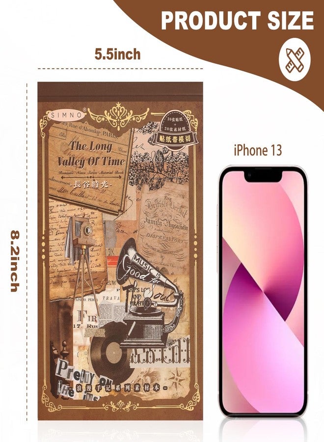 Auguro Vintage Scrapbook Book With 413 Stickers and 20 Sheets of Paper - Adult DIY Sticker Book for Journaling, Vintage Ephemera, Washi - Image 4